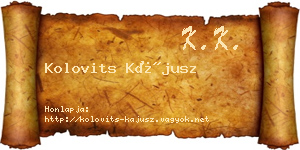 Kolovits Kájusz névjegykártya